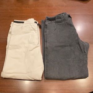 Prana Active wear Pants, cream and black, XL,